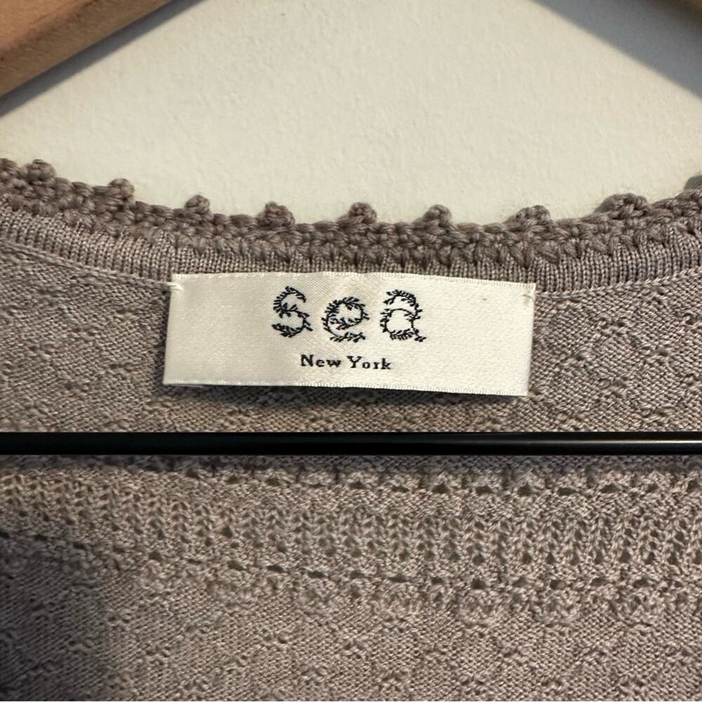 SEA New York Taupe Tan Brown Merino Wool Sweater Knit Top XS - Picture 11 of 11